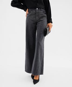 Jean Wide leg strass femme vue2 - GEMO 4G FEMME - GEMO