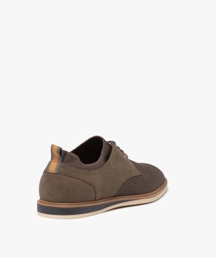 Derbies homme unis à col scratch avec détail en suédine vue4 - GEMO(URBAIN) - GEMO