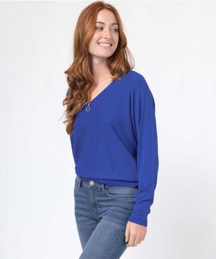 Pull col V zippé et manches chauve-souris femme vue1 - GEMO 4G FEMME - GEMO