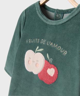 Pyjama en velours motifs pommes bébé fille vue2 - GEMO 4G BEBE - GEMO