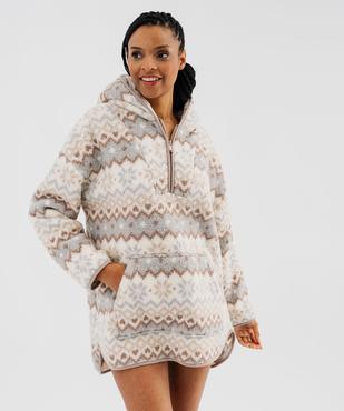 Chemise de nuit à capuche en maille polaire femme vue1 - GEMO(HOMWR FEM) - GEMO