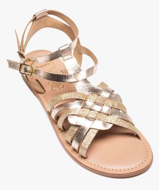 Sandales femme à fines brides métallisées en cuir - Tanéo vue5 - TANEO - GEMO