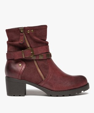 Boots femme zippées à talon carré et semelle crantée col plissé vue2 - EMILIA ROSA - GEMO
