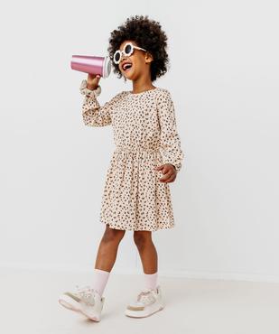 Robe manches longues en maille extensible imprimé fille vue1 - GEMO 4G FILLE - GEMO