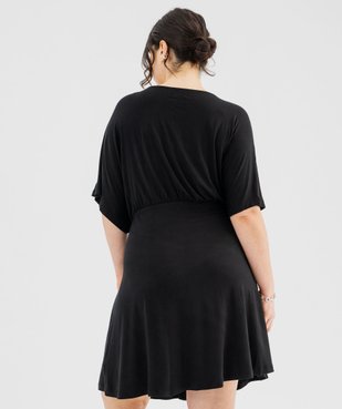 Robe en maille fluide et extensible col cache-cœur femme grande taille vue3 - GEMO 4G GT - GEMO