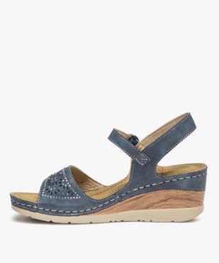 Sandales femme confort à talon dessus ajouré et strass vue3 - GEMO (CONFORT) - GEMO