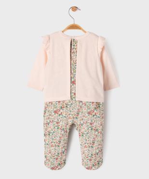 Pyjama dors-bien en velours à motifs fleuris bébé fille vue3 - GEMO 4G BEBE - GEMO