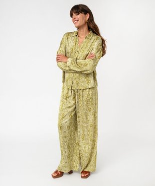 Pantalon large et fluide en satin à motifs femme vue5 - GEMO(FEMME PAP) - GEMO