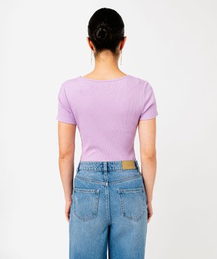 Tee-shirt manches courtes en maille côtelée femme vue3 - GEMO 4G FEMME - GEMO