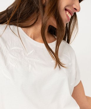 Tee-shirt manches courtes à broderies fleuries femme vue2 - GEMO(FEMME PAP) - GEMO