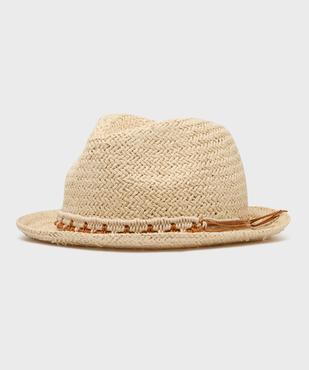 Chapeau de paille avec cordon tressé femme vue1 - GEMO (ACCESS) - GEMO