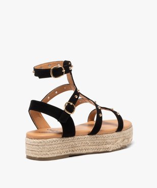 Sandales femme compensées avec brides fantaisie unies et montantes en suédine  vue5 - GEMO (CASUAL) - GEMO