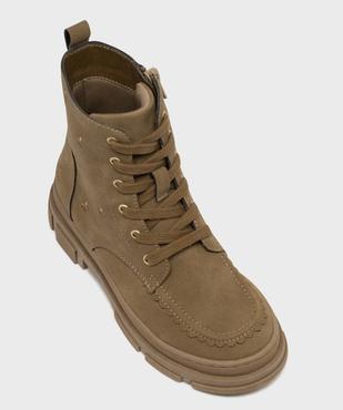Boots zippées et lacées à fleurs brodées et semelle crantée fille - LuluCastagnette vue5 - LULUCASTAGNETTE - GEMO
