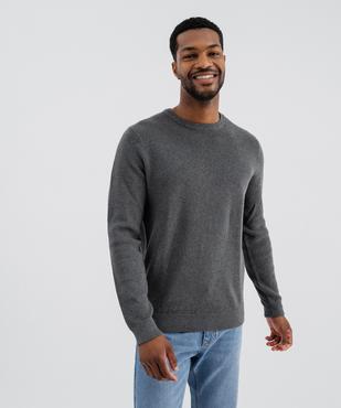Pull col rond en coton uni homme vue2 - GEMO (HOMME) - GEMO