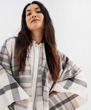 Poncho à carreaux avec franges femme vue2 - GEMO (ACCESS) - GEMO