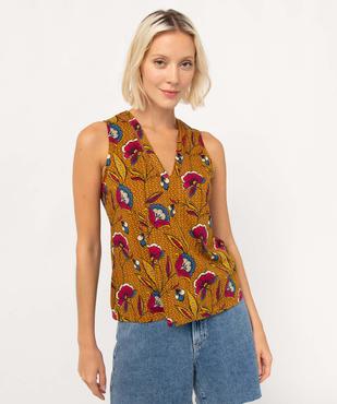 Débardeur femme imprimé avec col V fantaisie vue2 - GEMO 4G FEMME - GEMO