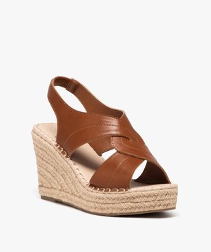 Sandales femme à talon compensé en corde unies à enfiler vue3 - GEMO(URBAIN) - GEMO