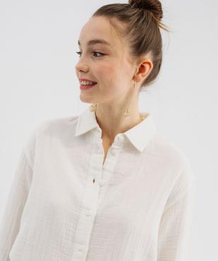 Chemise manches longues en double gaze de coton femme vue2 - GEMO(FEMME PAP) - GEMO