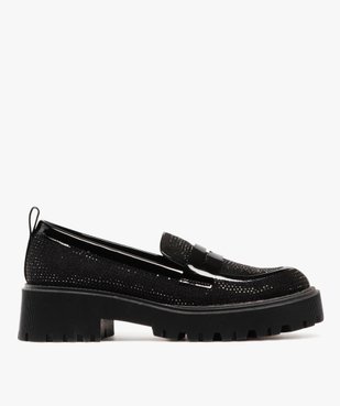Mocassins femme vernis et à strass avec semelle chunky vue2 - 5 MILES - GEMO