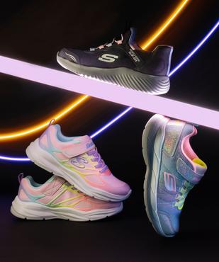 Baskets pailletées à scratch et lacets satin fille - Skechers vue7 - SKECHERS - GEMO