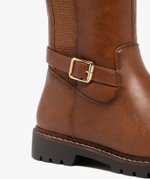 Bottes femme cavalières avec parties élastiques et boucle fantaisie vue6 - GEMO (CASUAL) - GEMO