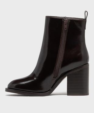 Boots à talon large et bout rond unies femme vue3 - FOLLOW ME - GEMO