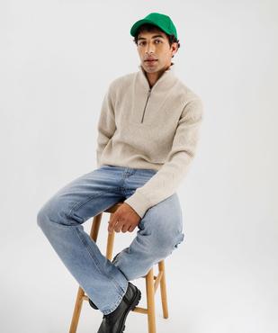 Pull en maille fantaisie avec col zippé homme vue6 - GEMO (HOMME) - GEMO