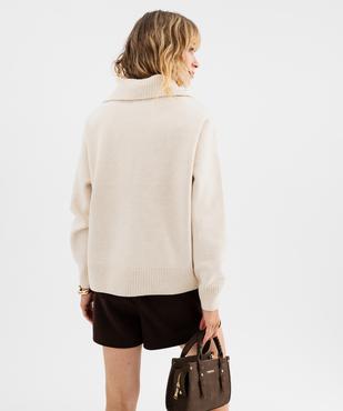 Pull col polo boutonné femme vue3 - GEMO(FEMME PAP) - GEMO