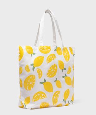 Tote bag en coton à motifs citrons vue2 - GEMO (ACCESS) - GEMO