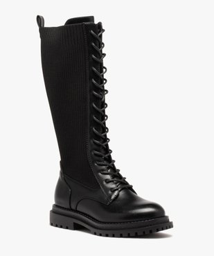 Bottes fille plates unies à lacets et tige chaussette vue2 - GEMO (ENFANT) - GEMO