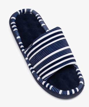 Chaussons femme mules ouvertes en velours rayé - Isotoner vue5 - ISOTONER - GEMO