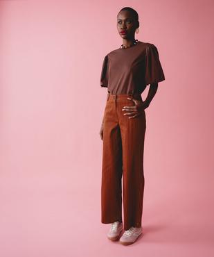 Pantalon large à rayures en coton stretch femme vue1 - GEMO(FEMME PAP) - GEMO