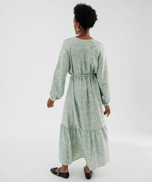 Robe chemise longue à manches longues en viscose fleurie femme vue4 - GEMO(FEMME PAP) - GEMO