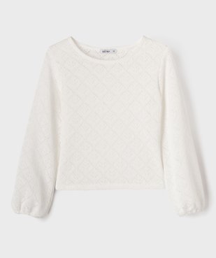Pull court en maille ajourée fille vue1 - GEMO (ENFANT) - GEMO