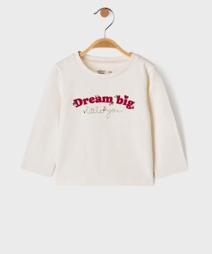 Tee-shirt manches longues à message velours et brodé bébé fille vue1 - GEMO 4G BEBE - GEMO