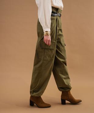 Pantalon cargo à taille haute avec ceinture femme vue6 - GEMO(FEMME PAP) - GEMO