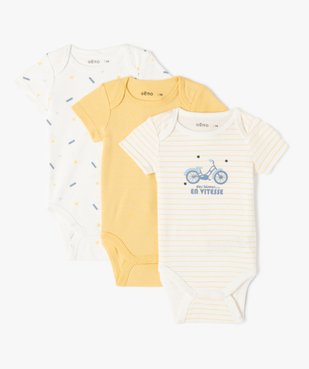Body bébé garçon à manches courtes imprimé (lot de 3)  vue1 - GEMO 4G BEBE - GEMO
