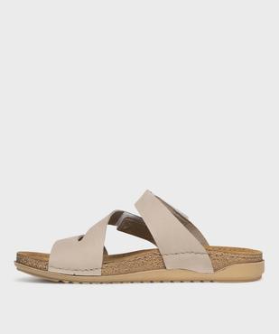 Sandales mules confort dessus cuir nubuck femme vue3 - G'FLEX - GEMO