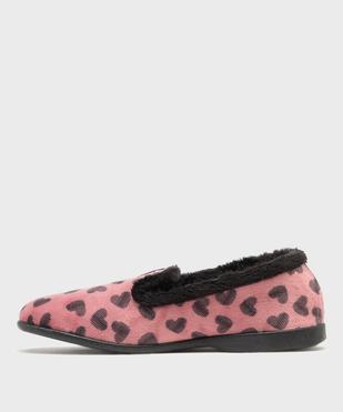 Chaussons pantoufles en velours imprimé cœurs femme vue3 - G'FLEX GEMO FOR GOOD - GEMO