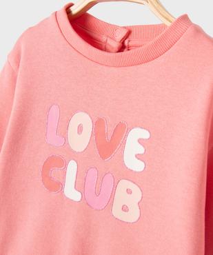 Sweat molletonné bébé fille avec motifs et message vue2 - GEMO 4G BEBE - GEMO