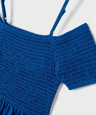 Robe courte à fines bretelles et buste smocké fille vue2 - GEMO 4G FILLE - GEMO