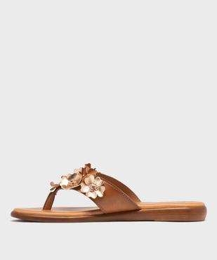Tongs à petit talon compensé et fleurs en relief femme vue3 - VALENTINA BALDA - GEMO