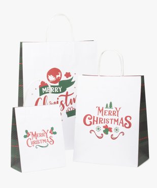 Sac cadeau en papier imprimé spécial Noël (lot de 3) vue1 - GEMO 4G FEMME - GEMO