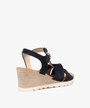 Sandales femme compensées à brides drapées en suédine vue4 - GEMO(URBAIN) - GEMO