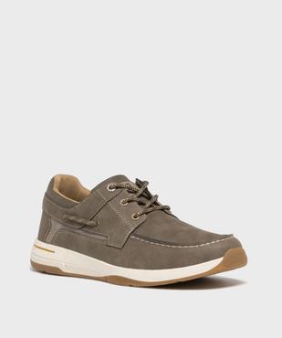 Chaussures bateau à lacets et semelle sport homme vue3 - URBAN STEPS - GEMO