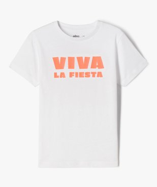 Tee-shirt manches courtes en coton avec inscription fluo garçon vue1 - GEMO (ENFANT) - GEMO