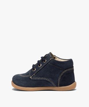 Chaussures premiers pas bébé garçon dessus cuir uni  vue3 - GEMO(BEBE DEBT) - GEMO