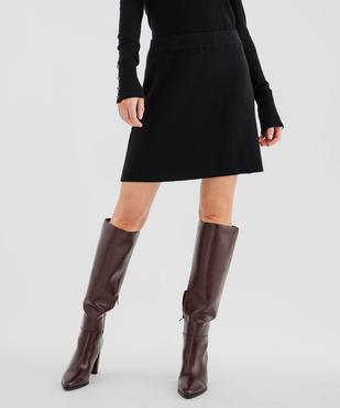 Jupe trapèze en maille côtelée à taille élastiquée femme vue1 - GEMO(FEMME PAP) - GEMO