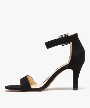 Sandales femme à talon fermé dessus suédine unie vue3 - GEMO(URBAIN) - GEMO