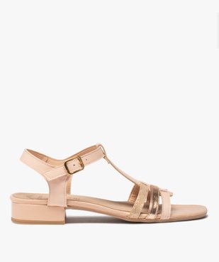 Sandales femme à petit talon carré et à fines lanières en cuir - T vue1 - TANEO - GEMO